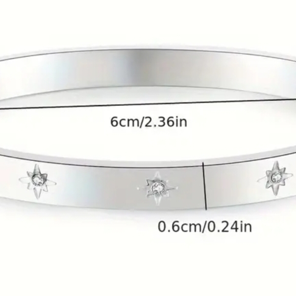 5 pointed stars Stainless Steele bangle - Picture 3 of 3